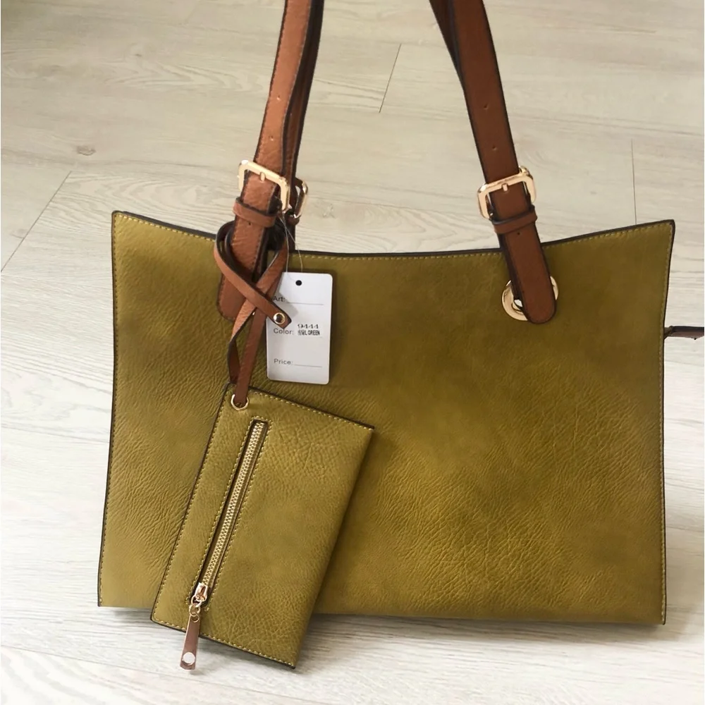 NWT Large Briefcase Work Shoulder Bag Tote with Zip Purse Wallet